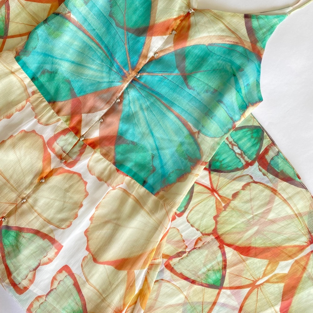 Farm Rio Butterfly Dress with skull buttons